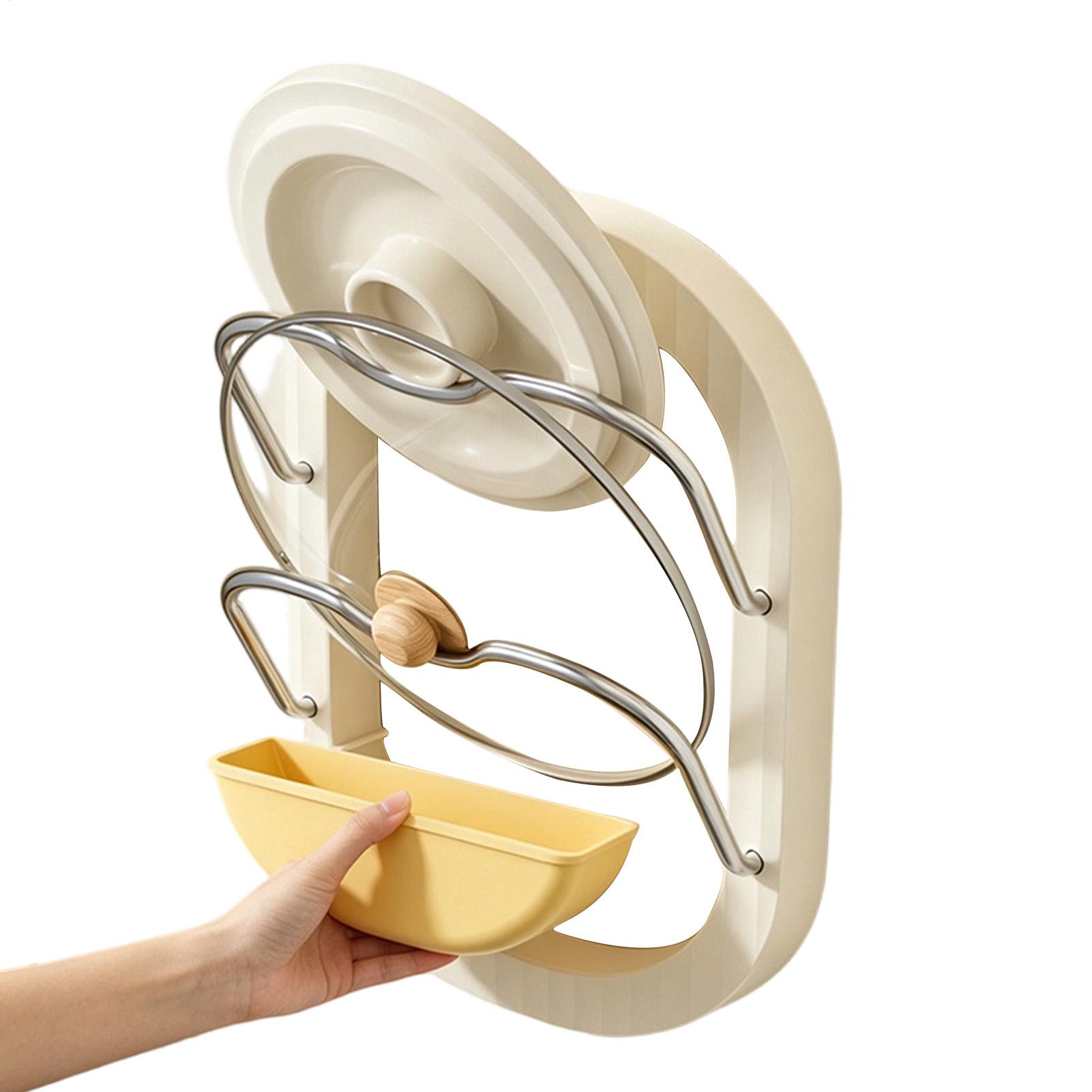 Kitchen Baking Pantry - ที่วางฝาหม้อ 2 ชั้น แบบติดผนัง ไม่ต้องเจาะ ที่เก็บฝาหม้อ