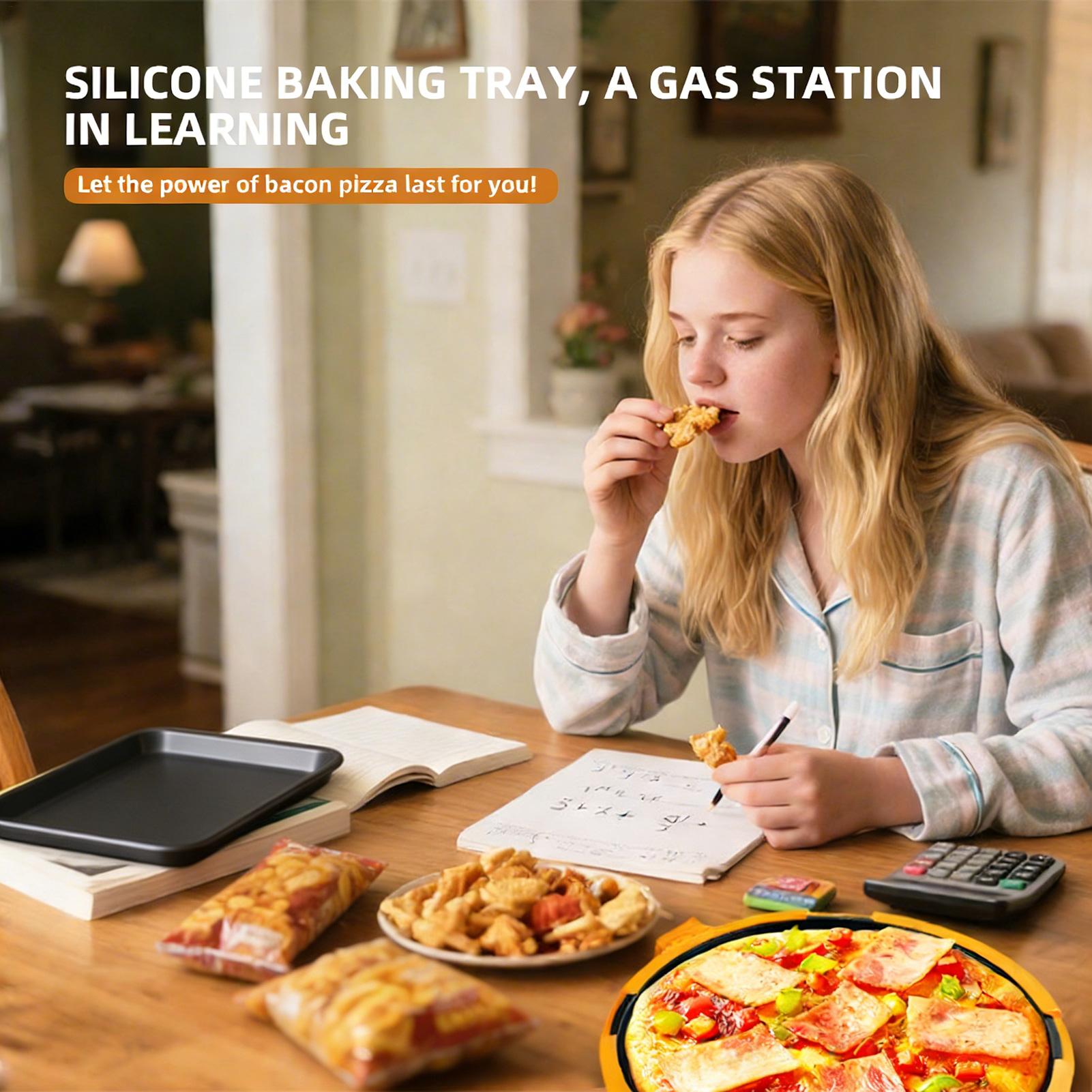 Kitchen Baking Trays - ถาดย่างไมโครเวฟแบบร้อนเร็ว ถาดพิซซ่า ถาดทำชีสย่างสำหรับเตาอบ ครัว บ้าน โรงเรียน