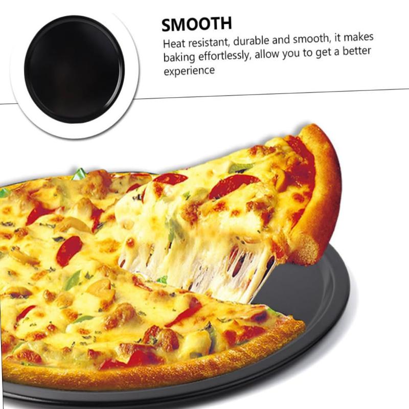 Kitchen Baking Trays - ถาดอบพิซซ่าขนาด 10/11/12/14 นิ้ว ทำจากเหล็กกล้าคาร์บอนเคลือบกันติด สำหรับอบพิซซ่าโฮมเมดในเตาอบ อุปกรณ์ครัว