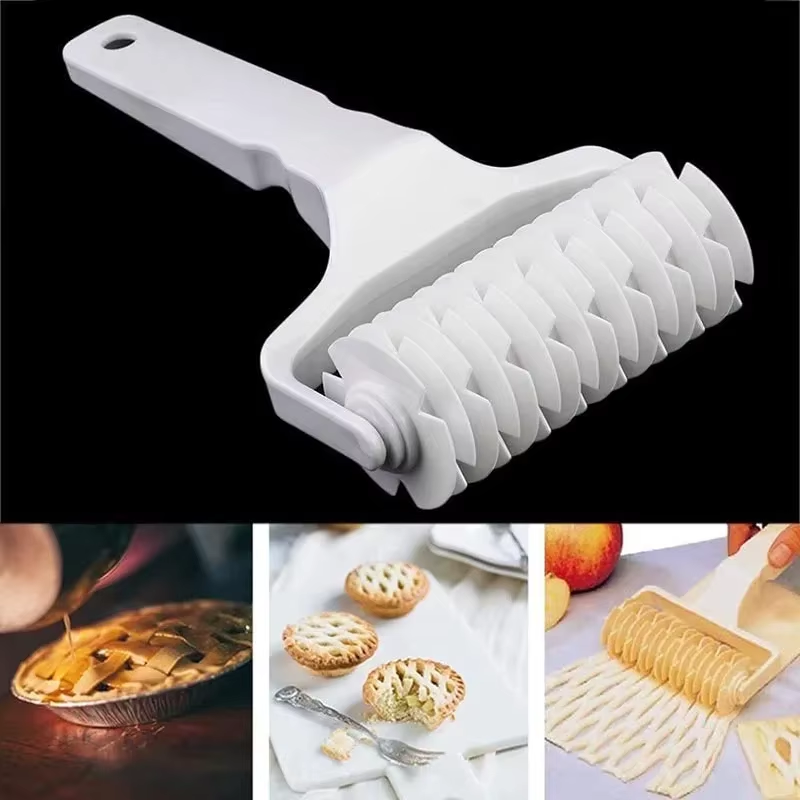 Kitchen Roller Baking - ที่ตัดแป้งพลาสติกแบบลวดลายตาข่าย สำหรับทำพิซซ่า ขนมปัง คุกกี้ พาย อุปกรณ์ทำขนมในครัว
