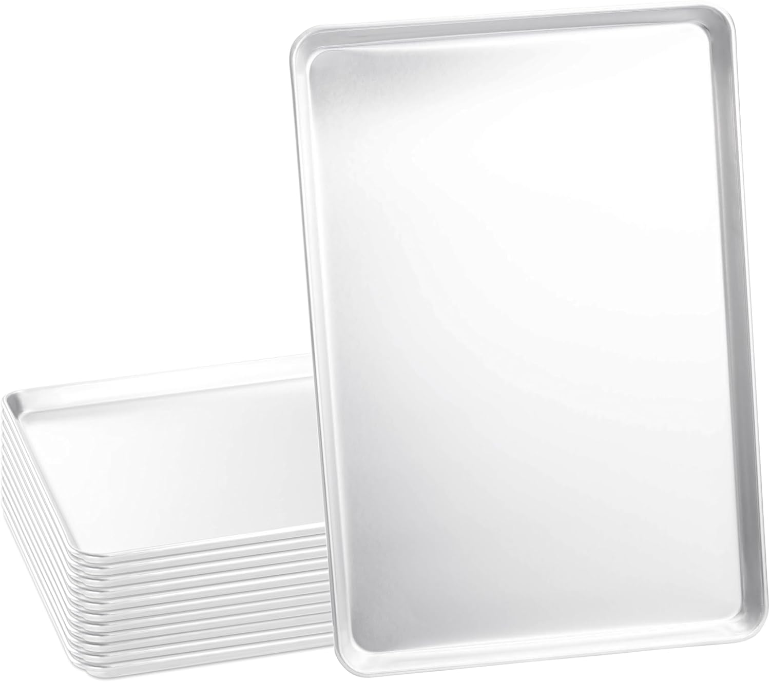Kitchen Baking Trays - ชุดถาดอบขนมอลูมิเนียมขนาดใหญ่สำหรับการใช้งานเชิงพาณิชย์ ขนาด 18x26 นิ้ว ขอบเสริมลวดแข็งแรง ทนทาน
