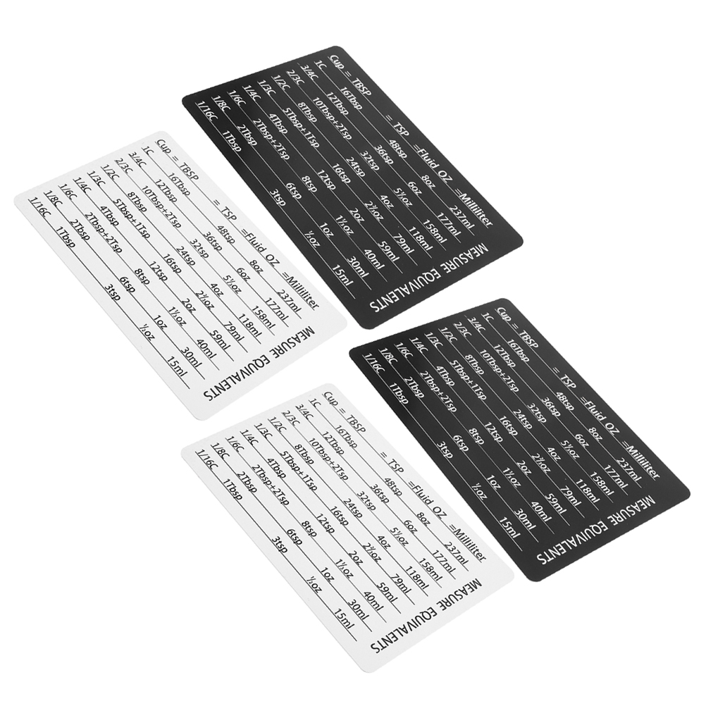 Kitchen Baking Conversion Chart - 4pcs ถ้วยตวงช้อนอุปกรณ์เสริมสีดํา 2 สีขาว 2 Gadgets