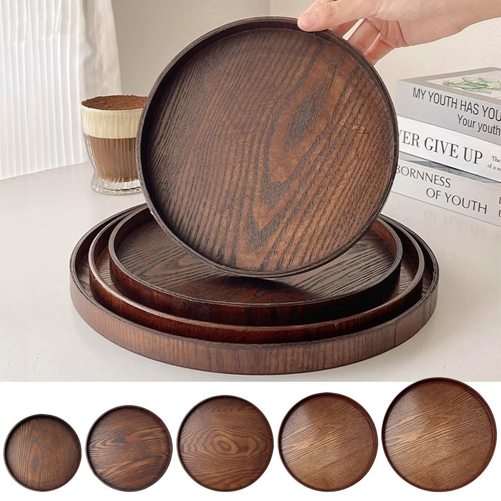 Kitchen Baking Trays - ถาดเสิร์ฟไม้ทรงกลมแบบวินเทจ ขนาด 21/24/27/30/33 ซม. สำหรับใส่อาหาร ขนมปัง