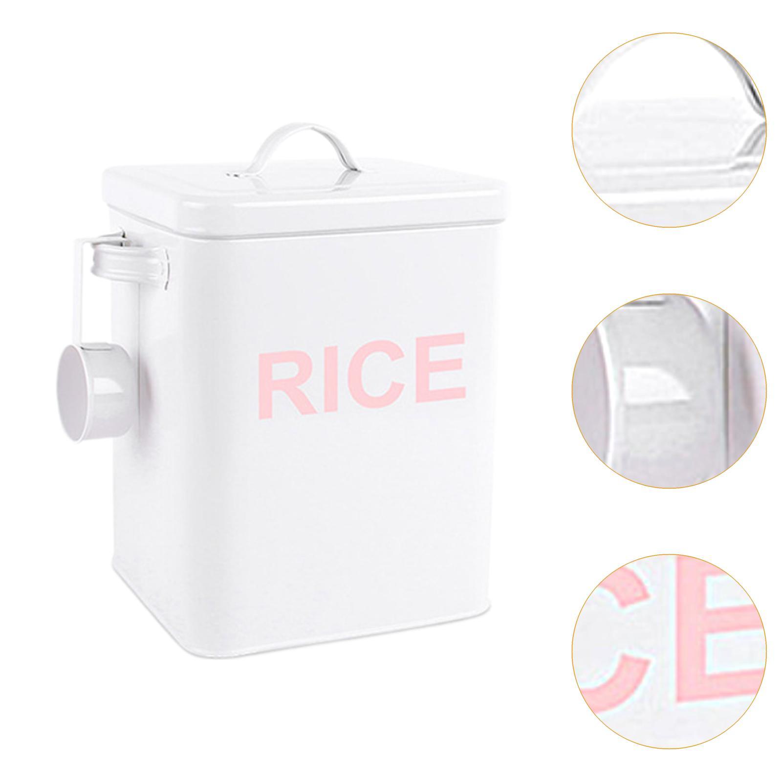 Kitchen Baking Pantry - กล่องเก็บข้าวโลหะแบบมีฝาปิดพร้อมหูหิ้ว กล่องเก็บอาหารสดสำหรับห้องครัวและอุปกรณ์ทำขนม