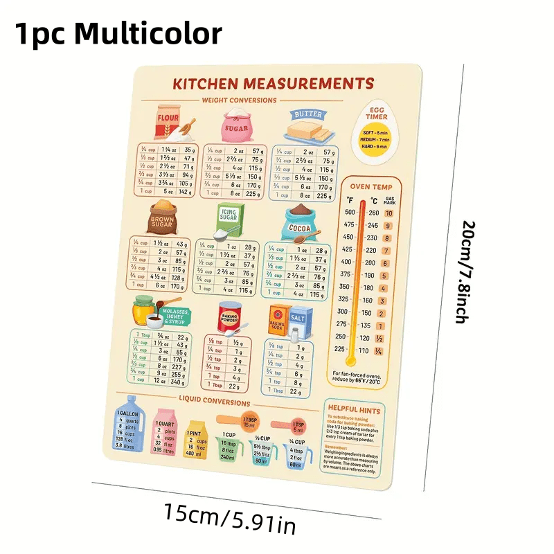 แผนภูมิการแปลงห้องครัว 1 ชิ้น, - Kitchen Baking Conversion Chart บทวิจารณ์และราคา
