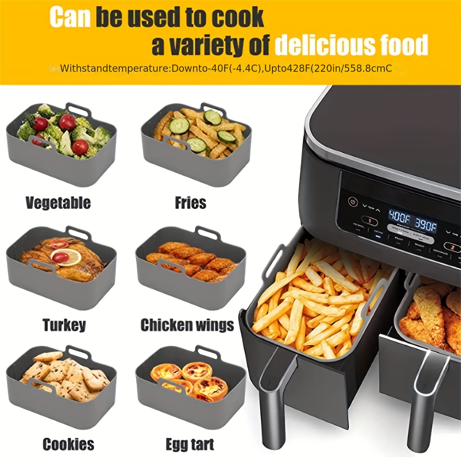 1/2Pcs Air FryerซิลิโคนถาดReus - Kitchen Baking Trays บทวิจารณ์และราคา