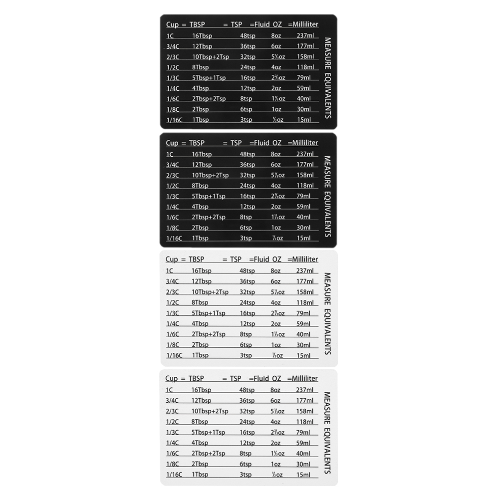 4pcs ถ้วยตวงช้อนอุปกรณ์เสริมสี - Kitchen Baking Conversion Chart บทวิจารณ์และราคา