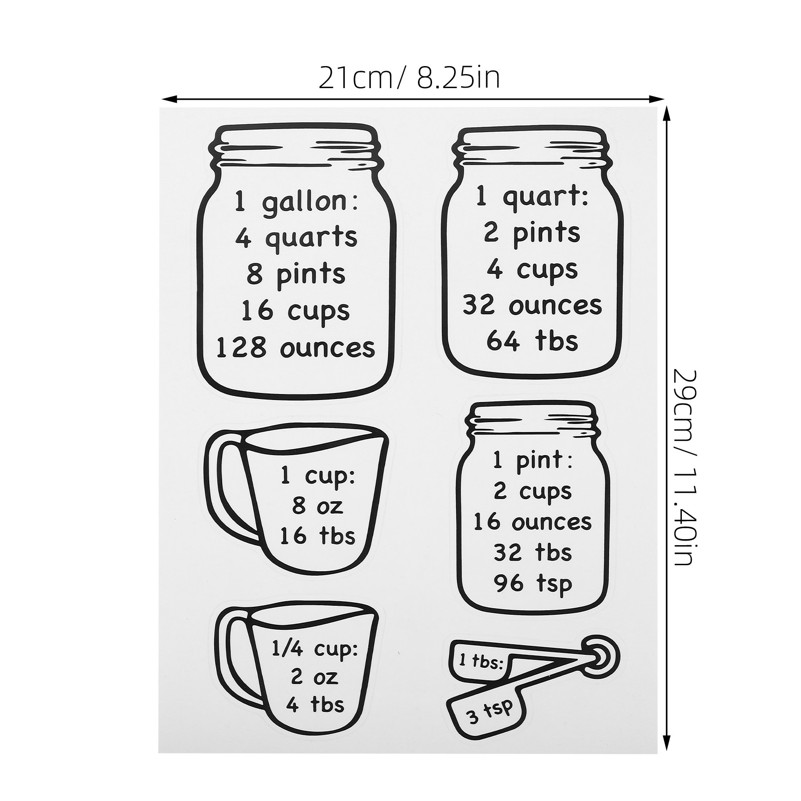 สติกเกอร์ตารางแปลงหน่วยวัดในคร - Kitchen Baking Conversion Chart บทวิจารณ์และราคา
