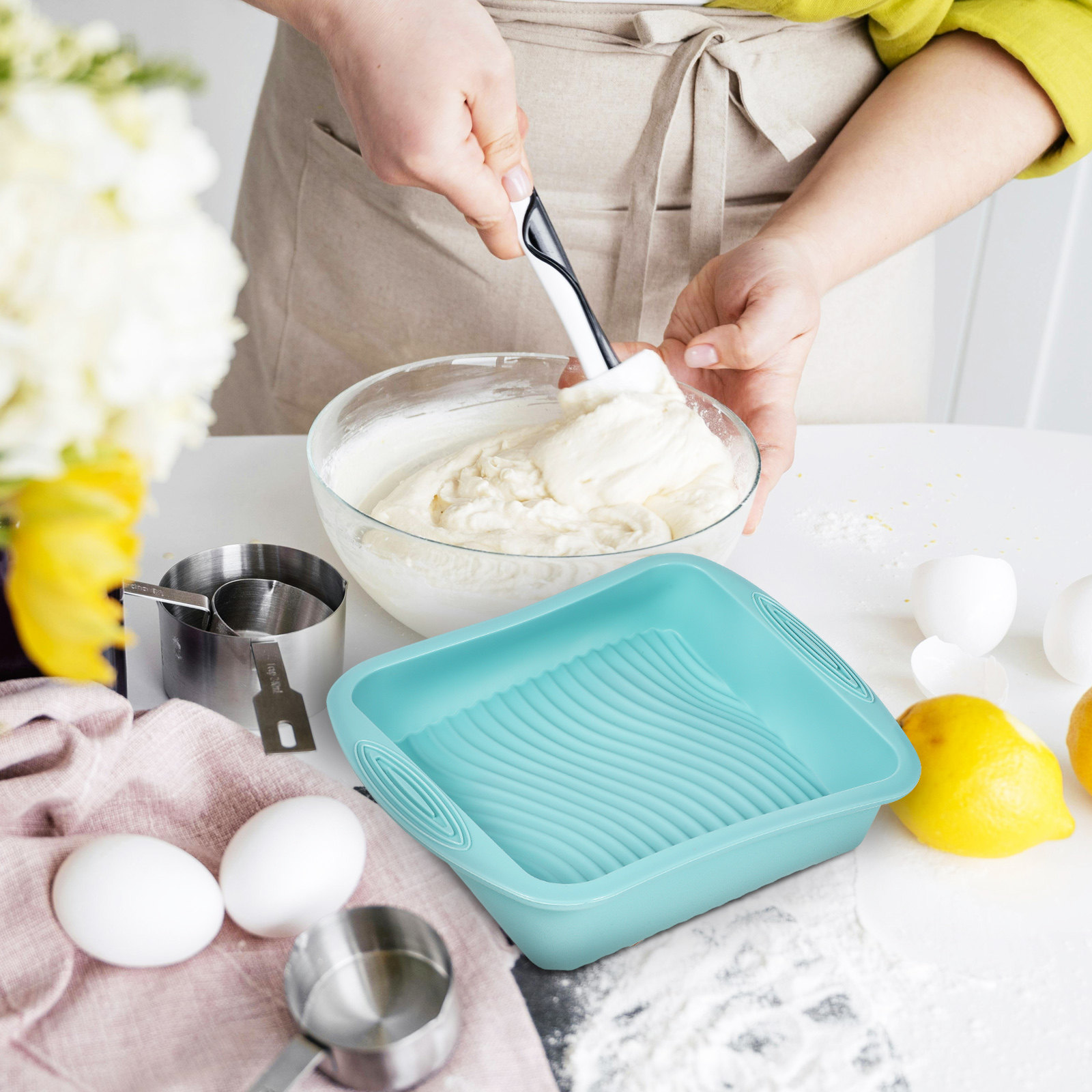พิมพ์เค้กซิลิโคนทรงสี่เหลี่ยม  - Kitchen Baking Trays บทวิจารณ์และราคา