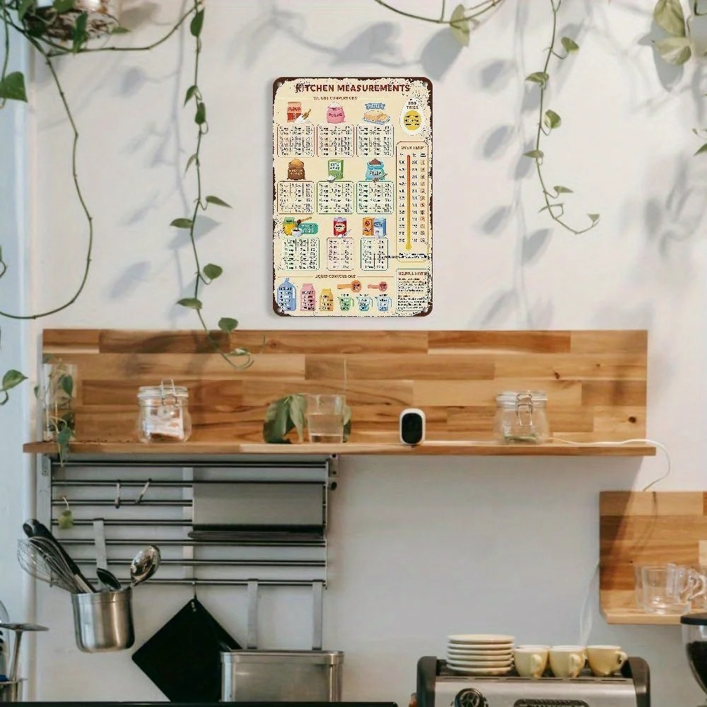 ป้ายโลหะลายตารางแปลงหน่วยสำหรั - Kitchen Baking Conversion Chart บทวิจารณ์และราคา